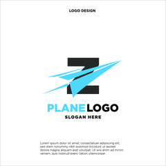 big capital letter Z slashed with a paper airplane. aeromode logo vector.