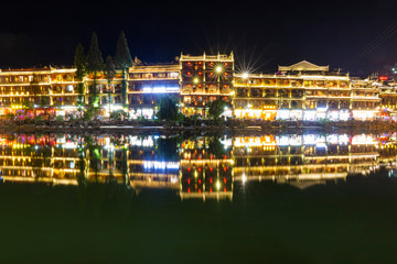 Night scene of phoenix ancient city, xiangxi, China