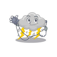 Cloud stormy in doctor cartoon character with tools