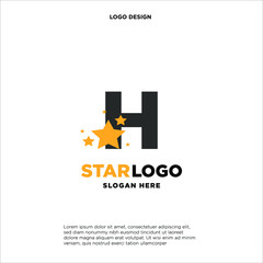 initials letter design logo 'H' with star on white background