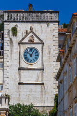 Fototapeta na wymiar View to the medieval church in the historic centre of Hvar town on Hvar island, Croatia