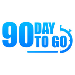 Day to go label, red flat with alarm clock, promotion icon, Vector stock illustration: For any kind of promotion