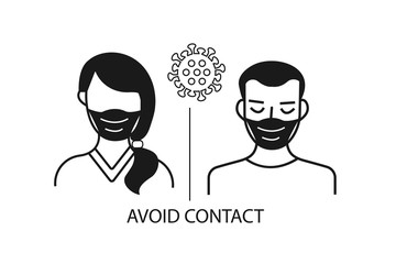 Avoid Contact and safe from coronavirus vector icon