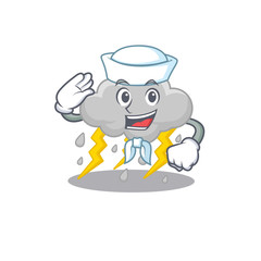 Sailor cartoon character of cloud stormy with white hat