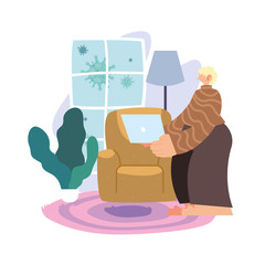 man working at home, quarantine by coronavirus
