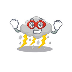 A cartoon character of cloud stormy performed as a Super hero