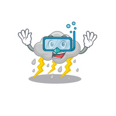 Cloud stormy mascot design concept wearing diving glasses