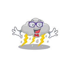 Mascot design style of geek cloud stormy with glasses