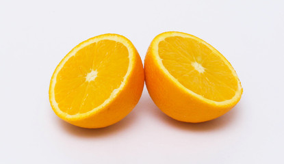 Fresh and tasty oranges with white background