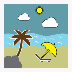 Fototapeta na wymiar Summer beach landscape icon