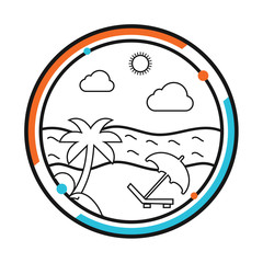 Summer beach landscape icon