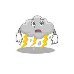 Cartoon design style of cloud stormy showing worried face