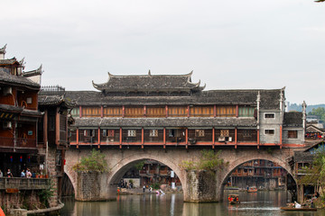 Cruise ships in phoenix ancient city, xiangxi, hunan, China