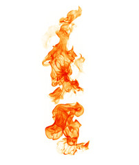 Fire burning flames on a white background