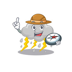 mascot design concept of cloud stormy explorer with a compass