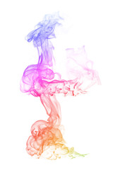 Colorful smoke on a white background.