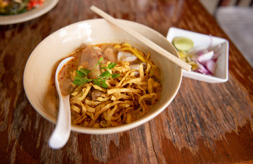 Khao Soi Chicken ( Northern Thai Curry Noodles with Chicken )
