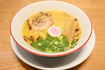 tonkotsu pork ramen ( japanese noodle with Pork Bone Based Soup and Roasted pork belly Sliced )