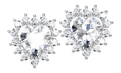 Beautiful earrings on white background. 3D Rendering.