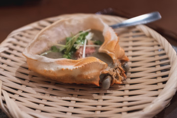 Crab shells have greatly added value to food and the aroma when burning.
