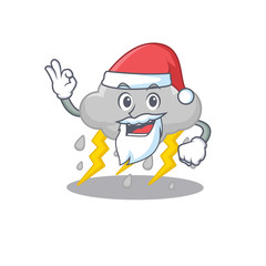 Cloud stormy Santa cartoon character with cute ok finger