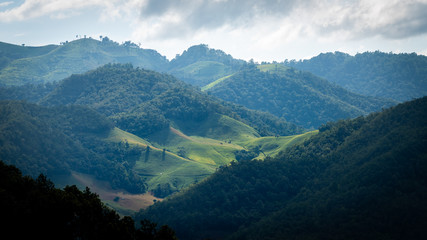 landscape of layer mountain on the north of Thailand.