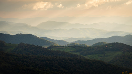 landscape of layer mountain on the north of Thailand.