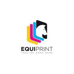 equiprint logo, paper color and head horse  vector