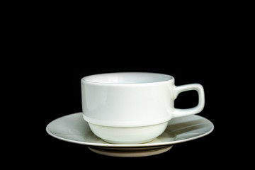 coffee cup ceramic on black background.