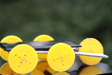 Mini Solar Powered Car having many wheels which runs using solar power