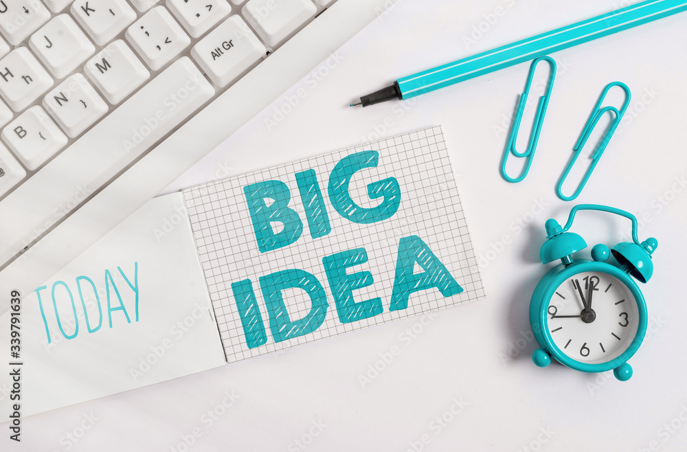 Poster writing note showing big idea. business concept for having great creative innovation solution or way