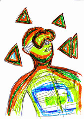 Robots in glasses of virtual reality on dark background. Augmented reality, future technology concept. VR. Neon light.