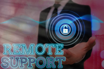 Handwriting text Remote Support. Conceptual photo type of secure service, which permits...
