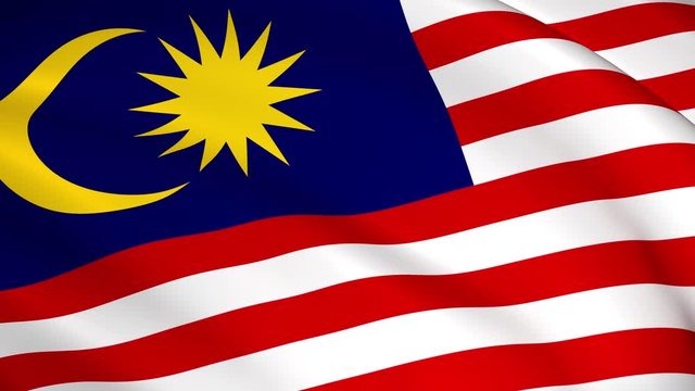 Malaysia National Flag - 4K seamless loop animation of the Malaysian flag. Highly detailed realistic 3D rendering