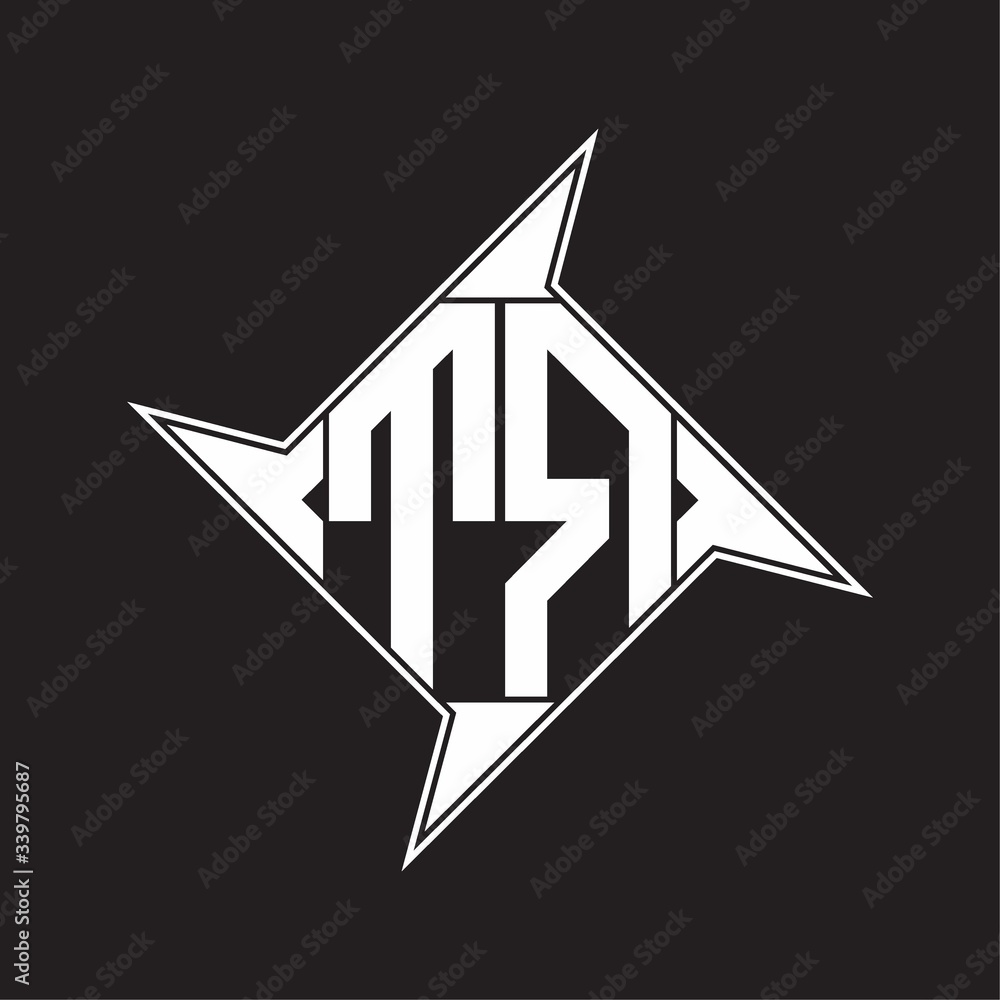 Wall mural tr logo monogram with octagon shape isolated on shuriken element design template