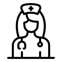 Woman doctor icon. Outline woman doctor vector icon for web design isolated on white background