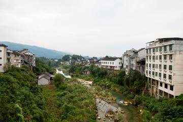 Fototapeta premium A stream that flows through a town