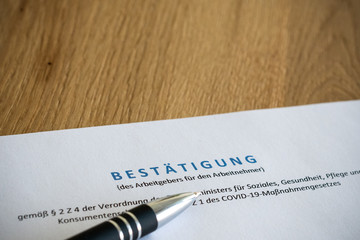 Covid -19 Maßnahmengesetz: Bestätigung für den Arbeitnehmer