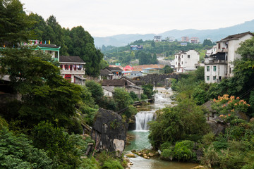 A stream that flows through a town