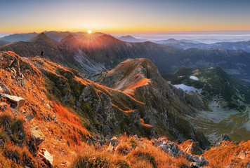Panoramic view from Rohac peak on Western Tatra mountains or Rohace panorama