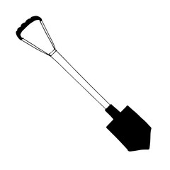 Shovel. Garden, building tool on a white surface. Isolated. Icon symbol.