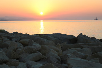 sunset at the old port