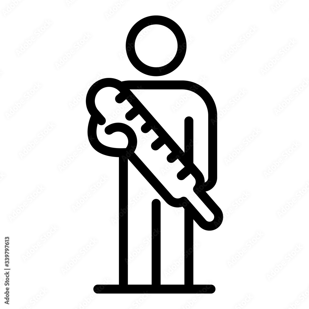 Poster man and thermometer icon. outline man and thermometer vector icon for web design isolated on white b