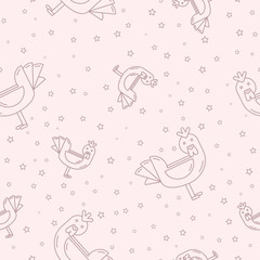 Wrapping paper - Seamless pattern of symbols chicken for vector graphic design