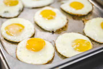 fried eggs in a frying pan