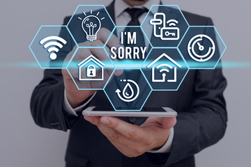 Conceptual hand writing showing I M Sorry. Concept meaning To ask for forgiveness to someone you...