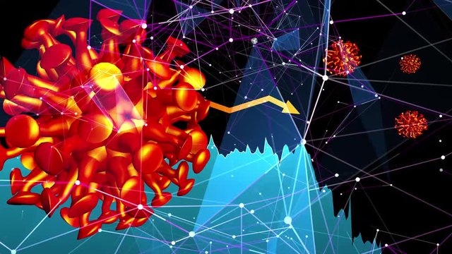 New viruses and declining arrows, affected by viruses, economic levels decline and industry bankruptcy