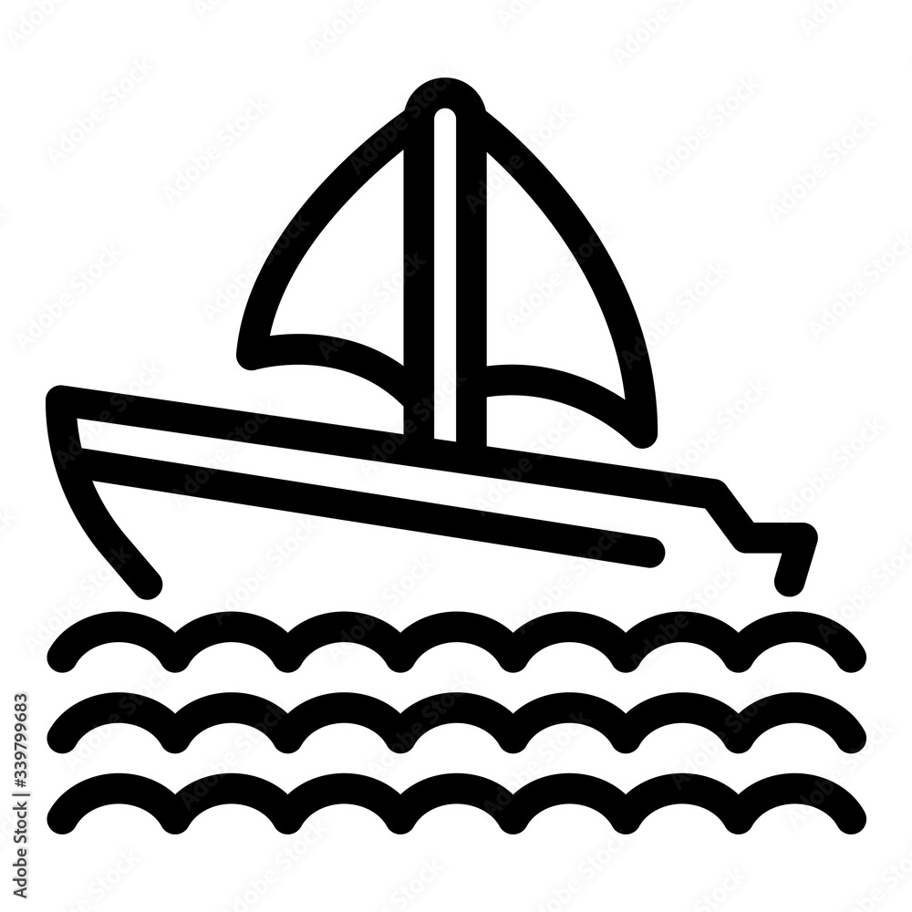 Poster ship on waves icon. outline ship on waves vector icon for web design isolated on white background