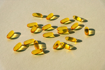 Natural fish oil, omega 3 in capsules