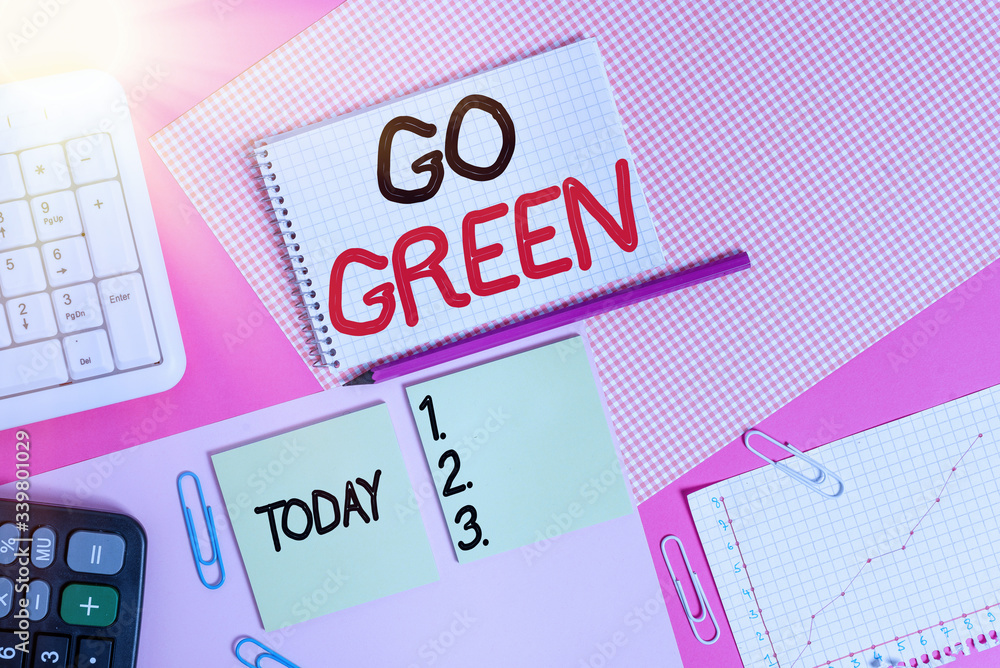 Poster handwriting text writing go green. conceptual photo making more environmentally friendly decisions a